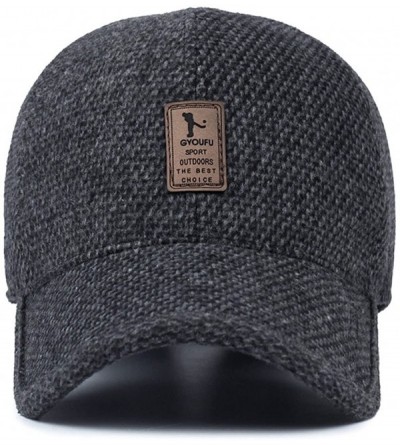 Skullies & Beanies Mens Winter Wool Woolen Tweed Peaked Earflap Baseball Cap - Black - C7188CY459U $15.95