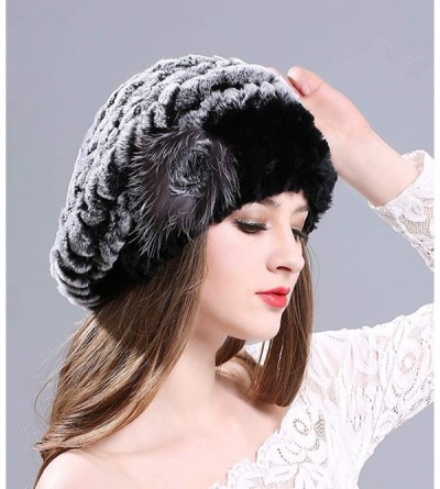 Berets Winter Berets for Womens Rex Rabbit Beanies Knitted Cashmere Hats Multicolour - Coffee - CA18HCRRCLL $14.48