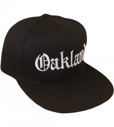 Baseball Caps Oakland Old English Flat Bill Snapback Flat Bill Cap (One Size- Black/White) - CK18M69SHI8 $25.09