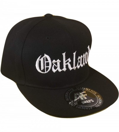 Baseball Caps Oakland Old English Flat Bill Snapback Flat Bill Cap (One Size- Black/White) - CK18M69SHI8 $43.18