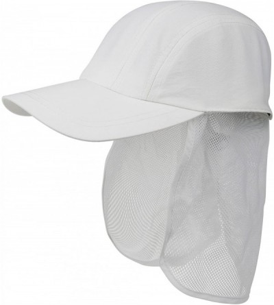 Sun Hats Taslon UV 5 Panel Cap with Tuck Away Flap - White - CI11LV4H42X $9.41