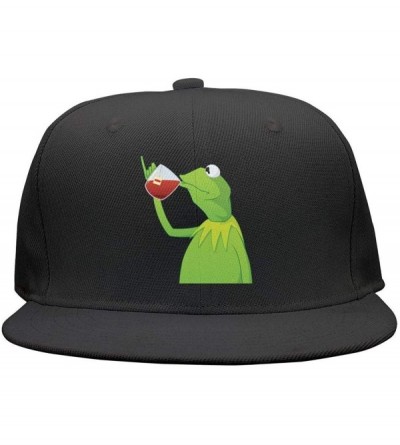 Baseball Caps Kermit The Frog"Sipping Tea" Adjustable Red Strapback Cap - Afunny-green-frog-sipping-tea - CI18ICOT6E3 $15.71