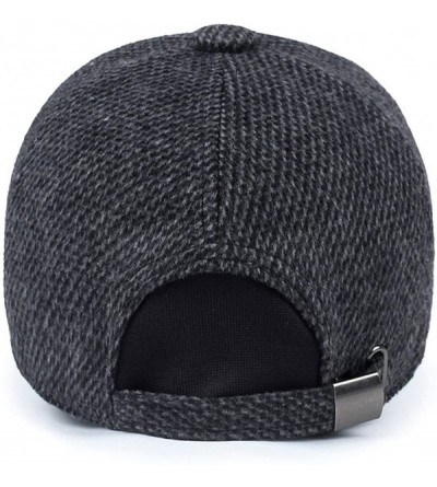 Skullies & Beanies Mens Winter Wool Woolen Tweed Peaked Earflap Baseball Cap - Black - C7188CY459U $15.95