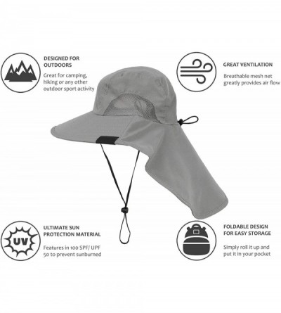 Sun Hats Safari Sun Hats for Women Fishing Hiking Cap with Neck Flap Wide Brim Hat - 1 Grey - CH1809OLWWQ $18.17