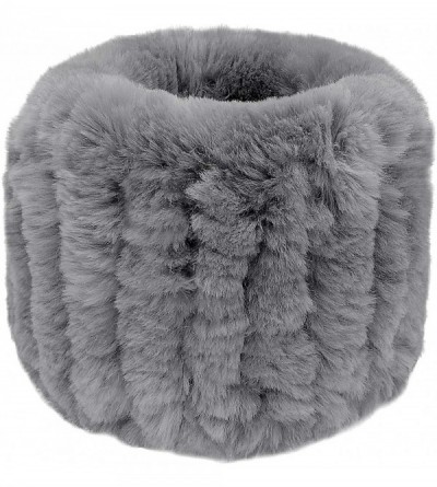 Cold Weather Headbands Women's Fashion Winter Soft Rabbit Fur Neck Warmer Headband Circle Infinity Scarf Windproof - Gray - C...
