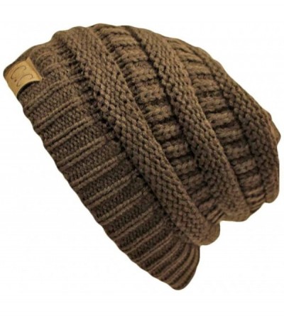 Skullies & Beanies Thick Soft Knit Oversized Beanie Cap Hat - Brown - C811MU0S5LB $9.61