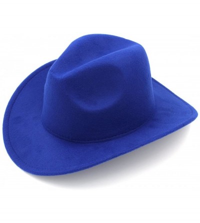 Cowboy Hats Women Men Felt Cowboy Hat Wool Blend Western Cowgirl Cap - Royal Blue - CY185XKATHU $25.58