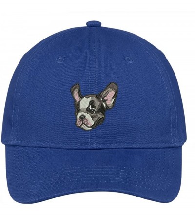 Baseball Caps French Bulldog Head Embroidered Low Profile Soft Cotton Brushed Cap - Royal - CH12NZCF35B $17.82