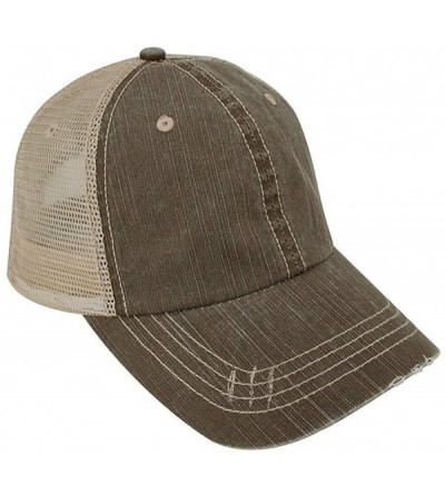 Baseball Caps MG Low Profile Special Cotton Mesh Cap-Brown with Tan Back - CN185UQ68Y7 $11.53