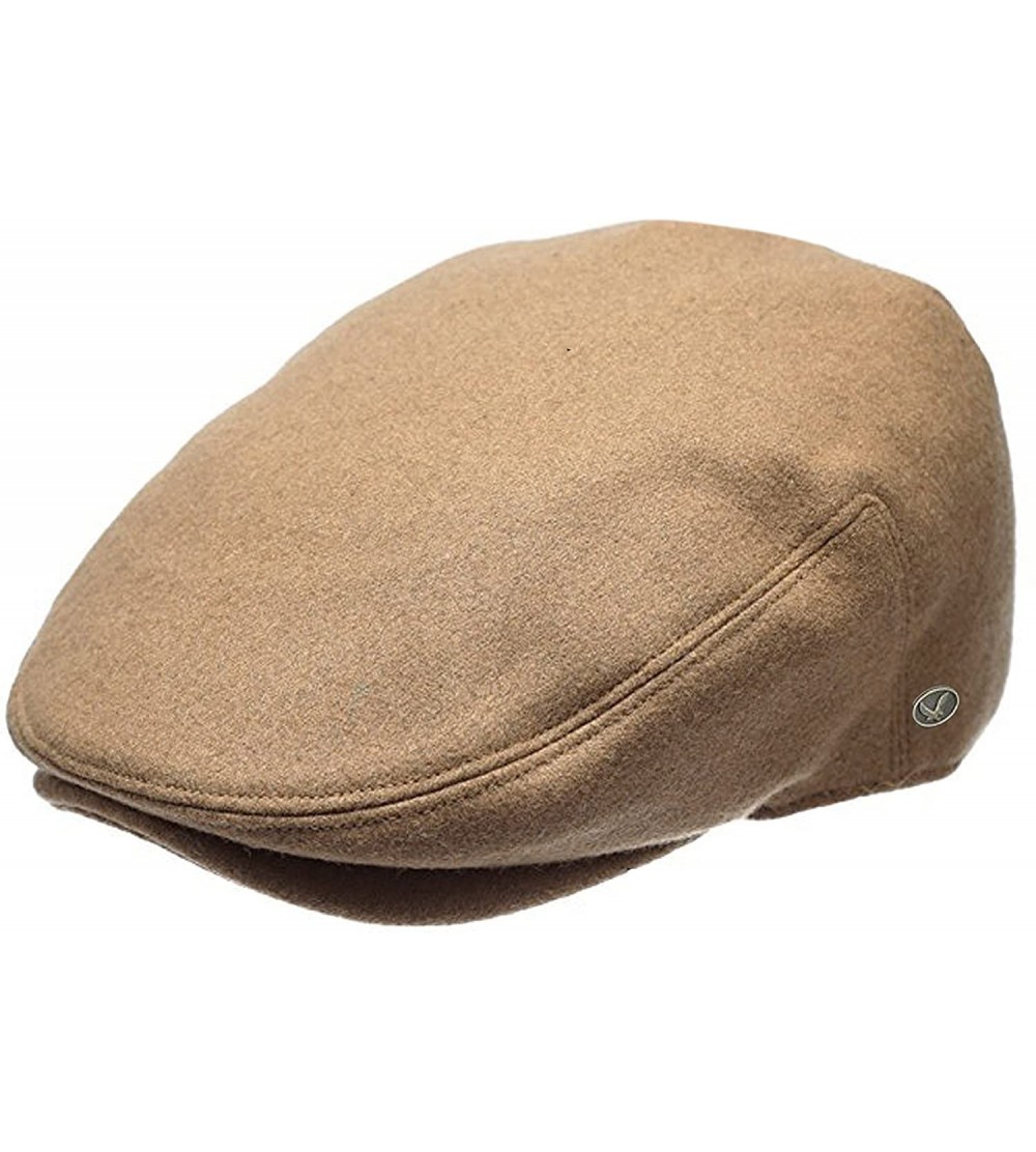 Newsboy Caps Classic Men's Flat Hat Wool Newsboy Herringbone Tweed Driving Cap - Plain Camel - CT1899WIYQX $15.63
