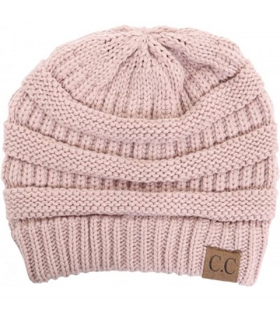 Skullies & Beanies Warm Soft Cable Knit Skull Cap Slouchy Beanie Winter Hat (Rose) - CS12MWYZ6CA $9.18