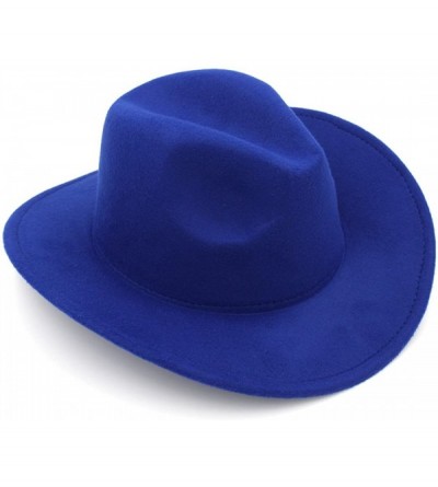 Cowboy Hats Women Men Felt Cowboy Hat Wool Blend Western Cowgirl Cap - Royal Blue - CY185XKATHU $12.50