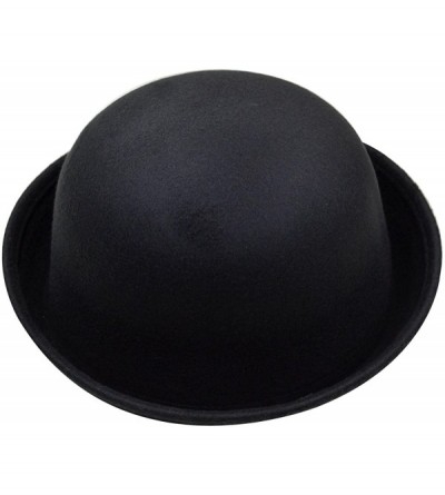 Fedoras Parent-Child Classic Wool Bowler Hat Soild Color Derby Hat - Black - CK187YZTOUX $16.72