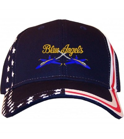 Baseball Caps Blue Angels Embroidered Stars & Stripes Baseball Cap Navy - C312EDNLWHL $22.75