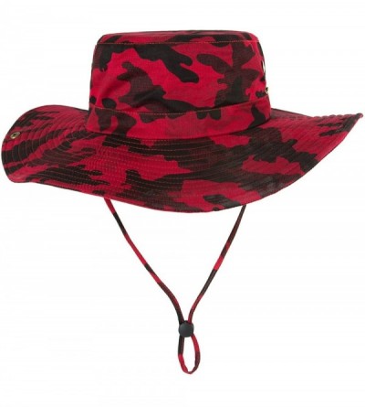 Sun Hats Choies Unisex Outdoor Waterproof Boonie Hat Sun Protection Wide Brim Breathable Fishing Sun Hat - Red Camouflage - C...