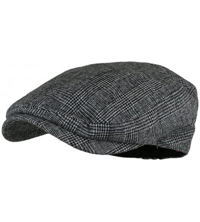Newsboy Caps Men's Herringbone Wool Tweed Newsboy IVY Cabbie Driving Hat - Grey - CG11VX20KQP $19.27