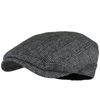 Newsboy Caps Men's Herringbone Wool Tweed Newsboy IVY Cabbie Driving Hat - Grey - CG11VX20KQP $12.76