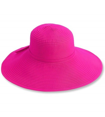 Sun Hats Women's Ribbon Braid Large Brim Hat - Once Size - Bright Pink - C4115FAK4T3 $27.17