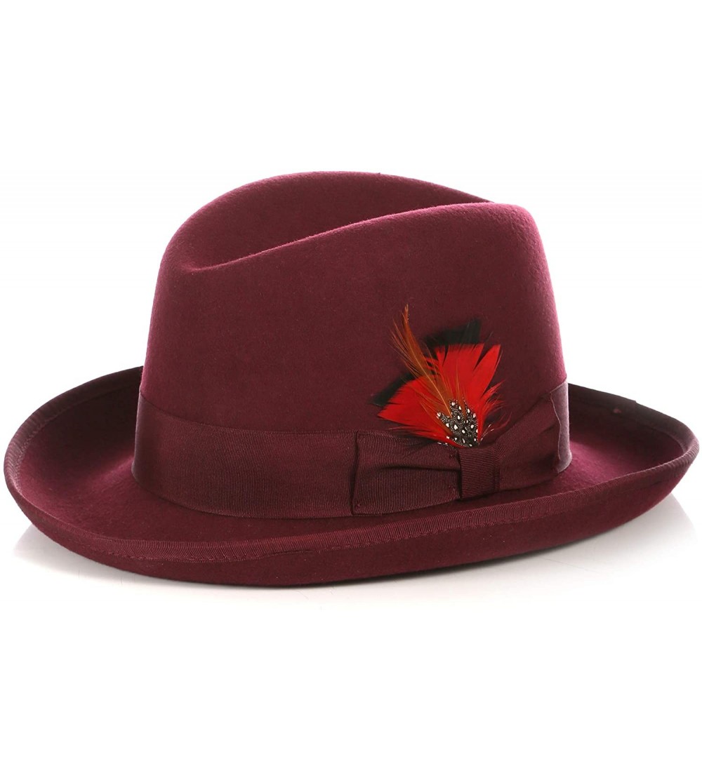 Fedoras Premium Godfather Hat - Burgundy - CE12BPOUJAV $27.15