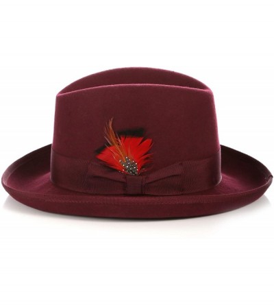 Fedoras Premium Godfather Hat - Burgundy - CE12BPOUJAV $27.15