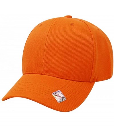 Baseball Caps Baseball Hat Adjustable Blank Cap Mid Profile Structured Baseball Cap - Ball Cap Orange - C518IIMHIWK $18.77