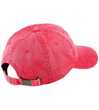 Baseball Caps Butterfly Embroidered Washed Cotton Adjustable Cap - Red - CC12IFNSMHX $34.29