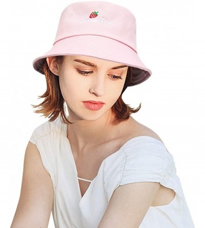 Bucket Hats Fashion Fruit Bucket Hat for Women Trendy Strawberry Painted Foldable Summer Cotton Fisherman Sun Caps - CD18QIZ0...