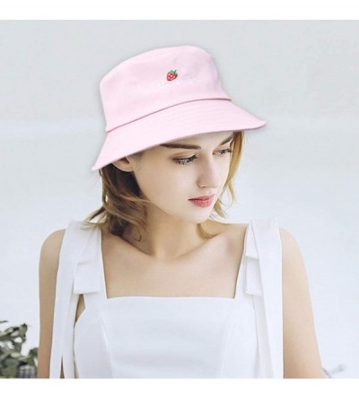 Bucket Hats Fashion Fruit Bucket Hat for Women Trendy Strawberry Painted Foldable Summer Cotton Fisherman Sun Caps - CD18QIZ0...