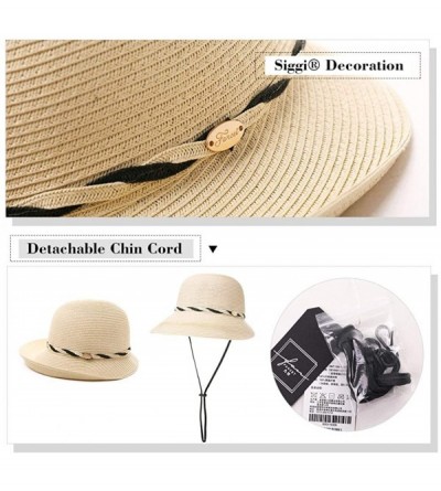 Sun Hats Womens Floppy Summer Sun Beach Straw Hat UPF50 Foldable Wide Brim 55-60cm - 00011_beige - C918RQ23N0M $26.22