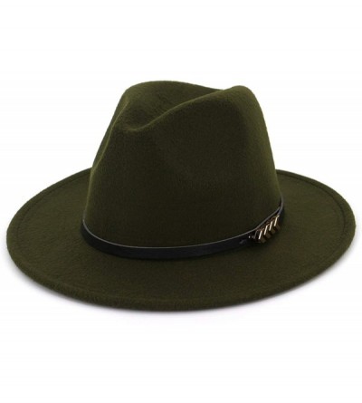 Fedoras Unisex Plain Belt Buckle Decorated Australia Wool Felt Jazz Fedora Hat Men Women Flat Brim Panama Formal Hat - CI18O3...