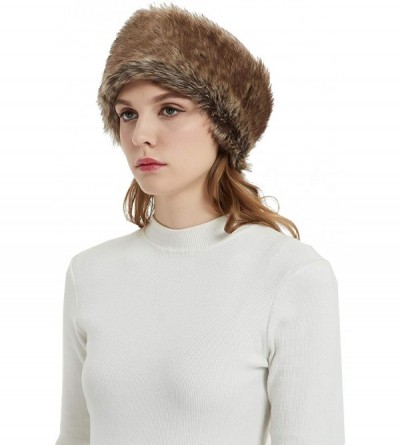 Cold Weather Headbands Faux Fur Winter Headband-Womens Fashionable Ski Hat Ear Warmer Headwrap with Elastic - Coffee - CO18L4...