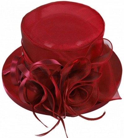 Bucket Hats Lady Church Derby Dress Cloche Hat Fascinator Floral Tea Party Wedding Bucket Hat S051 - S043-claret - C718R4QK0T...
