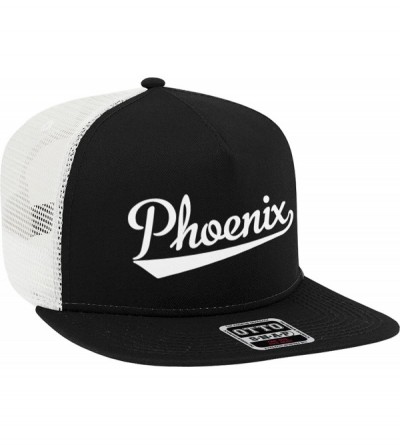 Baseball Caps Phoenix Script Baseball Font Snapback Trucker Hat - Black/White - CZ18D04LZTT $22.74
