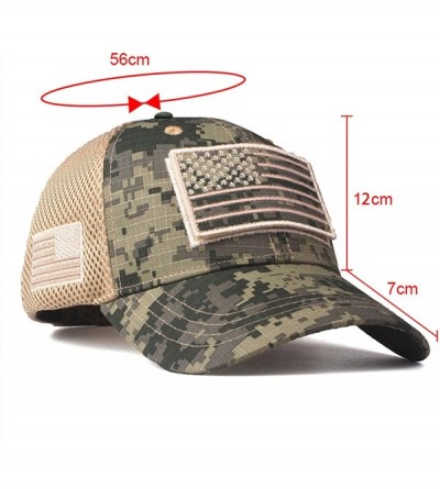 Baseball Caps Men's Tactical Operator Mesh Baseball Cap Outdoor USA Flag Patch Camouflage Hat - Acu - C818SEGXZ27 $16.40