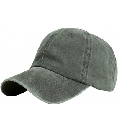 Baseball Caps Ponytail Baseball Hat Distressed Retro Washed Cotton Twill - Light Armygreen - CL18R49G7UI $17.88