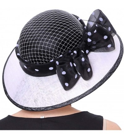 Sun Hats Lady Wedding Hats Kentucky Derby Tea Party Cocktail Sun Sinamay Women Hats White Black - CQ12FZF0D17 $28.08