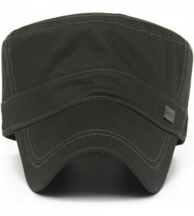 Baseball Caps Cotton Cadet Cap Army Military Caps Flat Hats Unique Design Big Head - Style04-green - CR12093JG7H $12.38