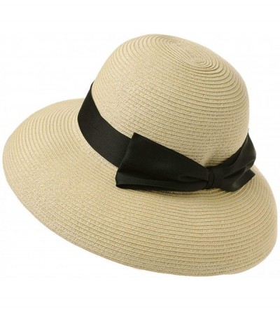 Bucket Hats Womens UPF50 Foldable Summer Sun Beach Straw Hats Accessories Wide Brim - 00043_dark Beige - CZ18D32G5DA $35.62