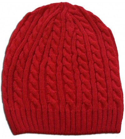 Skullies & Beanies Twister Skully Cable Beanie - Red - CV11HH9IKXD $19.32