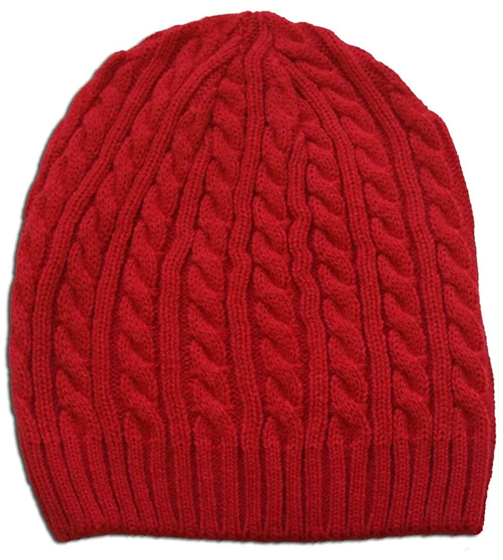 Skullies & Beanies Twister Skully Cable Beanie - Red - CV11HH9IKXD $9.41