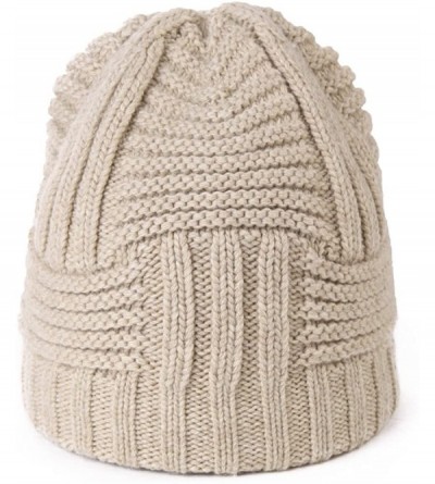 Skullies & Beanies Women's Winter Knitted Pom Beanie Ski Hat/Visor Beanie Newsboy Cap Wool/Acrylic - 89222khaki - C9193D9LZT5...
