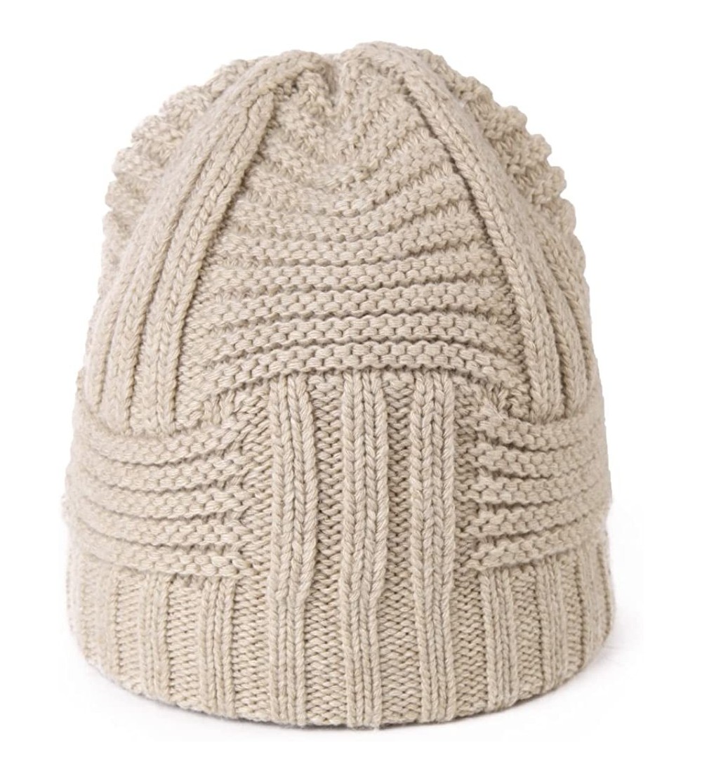 Skullies & Beanies Women's Winter Knitted Pom Beanie Ski Hat/Visor Beanie Newsboy Cap Wool/Acrylic - 89222khaki - C9193D9LZT5...