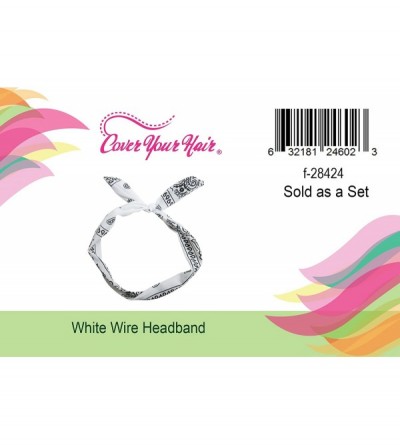 Headbands Twist Bow Headbands - Wired Headband - White Paisley Hairband - Rabbit Ear Hair Band - CI11O8SSVNP $8.73