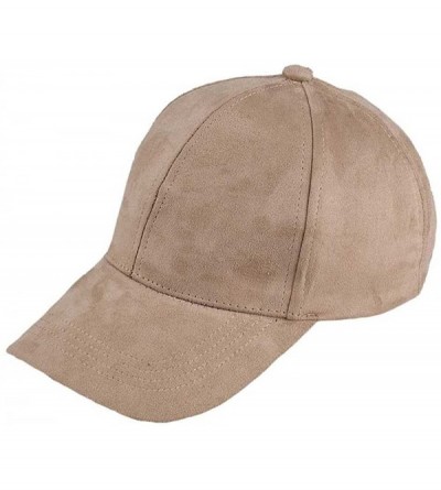 Baseball Caps Unisex Adjustable Snapback Hat Faux Suede Leather Baseball Cap - Khaki - CL17YK6NXL2 $9.67