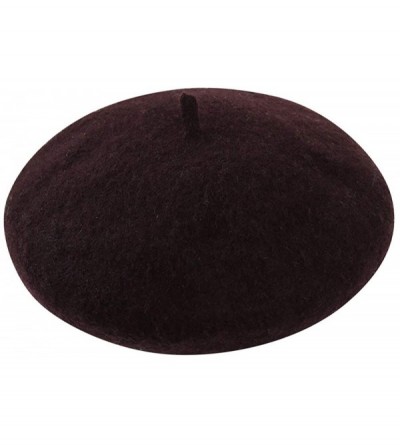 Berets Wool Beret Hat-Solid Color French Style Winter Warm Cap for Women and Girls- Lady Casual Use - Coffee - CG1930IALQC $1...
