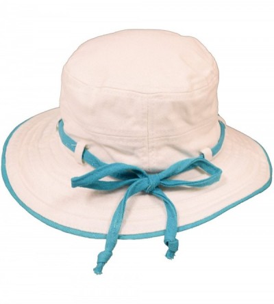 Sun Hats Ladies Casual White Hat with Belt Loops and Color Tie UPF 50+ - Turquoise - C712OCUT50O $18.56