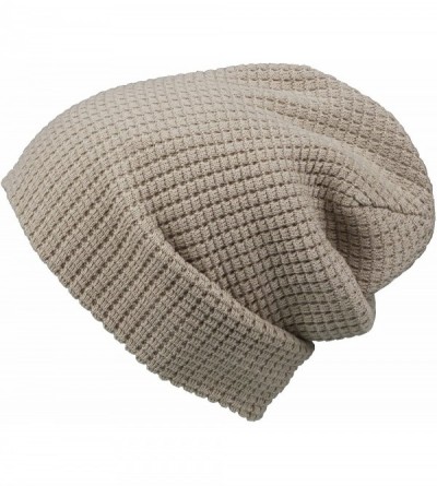 Skullies & Beanies Cotton Embossed Knit Slouchy Beanie Winter Warm Ski Skater Hip-hop Hat - Grey - CY11OEJYPXX $19.38