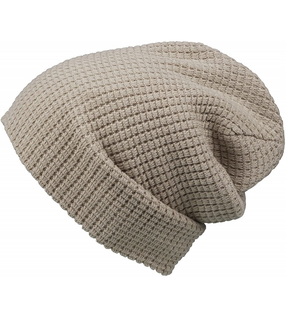 Skullies & Beanies Cotton Embossed Knit Slouchy Beanie Winter Warm Ski Skater Hip-hop Hat - Grey - CY11OEJYPXX $7.80