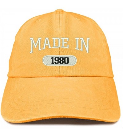 Baseball Caps Made in 1980 Embroidered 40th Birthday Washed Baseball Cap - Mango - CS18C7HCG9D $32.82