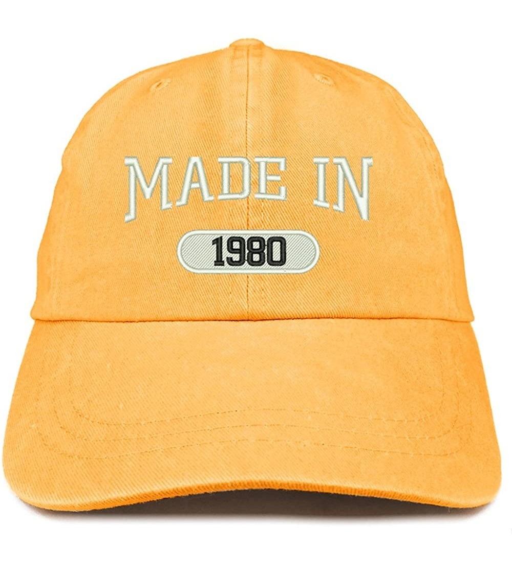 Baseball Caps Made in 1980 Embroidered 40th Birthday Washed Baseball Cap - Mango - CS18C7HCG9D $13.94